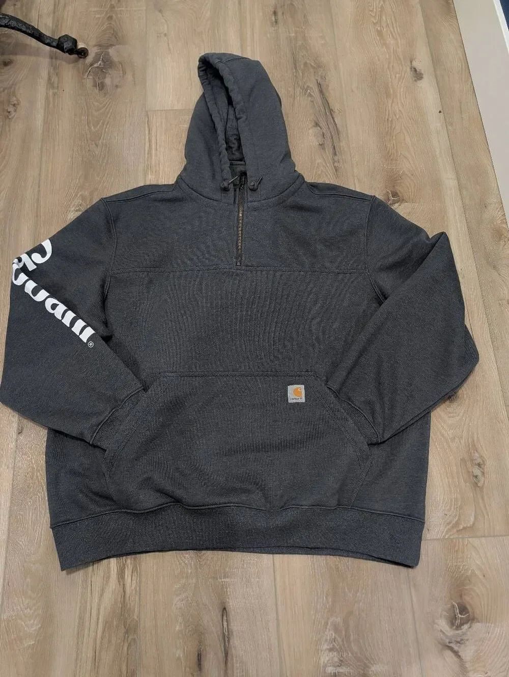 Carhartt Rain Defender Paxton Loose Fit 1/4 Zip Hoodie Carbon Heather 2X Chobani